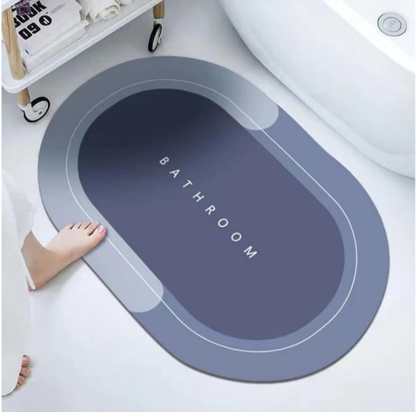 Neo Clean Rubber Non-Slip Bathroom Floor Mat – Quick Dry, Anti-Skid Cushion Mat for Home & Office, 60 x 40 cm, Multi-Color, Oval