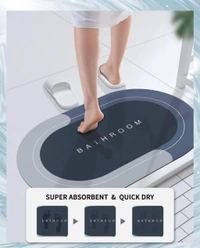 Neo Clean Rubber Non-Slip Bathroom Floor Mat – Quick Dry, Anti-Skid Cushion Mat for Home & Office, 60 x 40 cm, Multi-Color, Oval