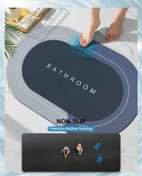Neo Clean Rubber Non-Slip Bathroom Floor Mat – Quick Dry, Anti-Skid Cushion Mat for Home & Office, 60 x 40 cm, Multi-Color, Oval