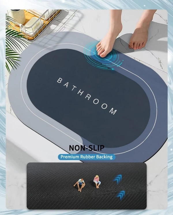 Neo Clean Rubber Non-Slip Bathroom Floor Mat – Quick Dry, Anti-Skid Cushion Mat for Home & Office, 60 x 40 cm, Multi-Color, Oval