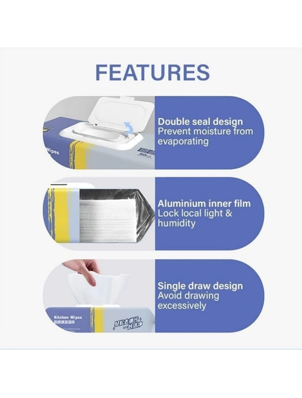 Neo Clean Decontamination Wet Wipes for Kitchen Surfaces, Pans, Bowls, Ceramic Tiles, Sinks, and More – Pack of 80
