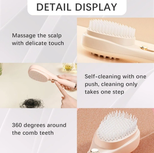 Neo Clean Retractable Hair Brush with Self-Cleaning Bristles – Ergonomic Handle, Anti-Static, Telescopic Design for All Hair Types and Wigs, One-Click Hair Comb for Men and Women (Random Colour)