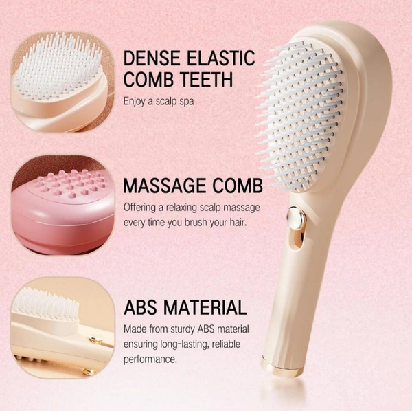 Neo Clean Retractable Hair Brush with Self-Cleaning Bristles – Ergonomic Handle, Anti-Static, Telescopic Design for All Hair Types and Wigs, One-Click Hair Comb for Men and Women (Random Colour)