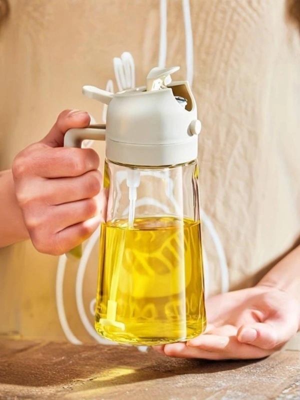 Neo Clean 2-in-1 Olive Oil Pourer and Dispenser Bottle for Kitchen, Glass Bottle with Premium Nozzle, Ideal for Air Fryer, Salad, BBQ, and Roasting (Multi-Color) (500ml)