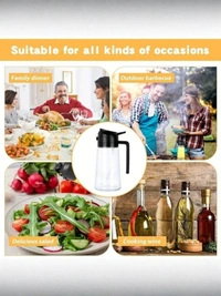 Neo Clean 2-in-1 Olive Oil Pourer and Dispenser Bottle for Kitchen, Glass Bottle with Premium Nozzle, Ideal for Air Fryer, Salad, BBQ, and Roasting (Multi-Color) (500ml)
