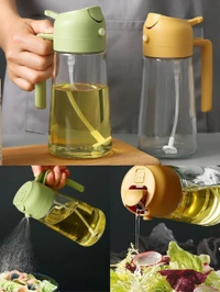 Neo Clean 2-in-1 Olive Oil Pourer and Dispenser Bottle for Kitchen, Glass Bottle with Premium Nozzle, Ideal for Air Fryer, Salad, BBQ, and Roasting (Multi-Color) (500ml)