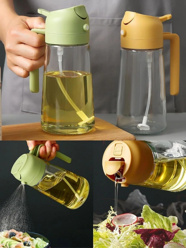 Neo Clean 2-in-1 Olive Oil Pourer and Dispenser Bottle for Kitchen, Glass Bottle with Premium Nozzle, Ideal for Air Fryer, Salad, BBQ, and Roasting (Multi-Color) (500ml)