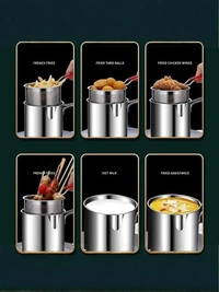 Neo Clean Deep Frying Pot with Drain Basket, 1200ml Stainless Steel Pan with Handle – Ideal for Frying French Fries, Chicken Wings, Fish, and Boiling Butter, Gravies, Pasta (Multifunctional Oil Fryer).