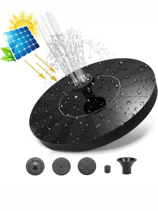 Neo Clean Solar Powered Floating Water Pump for Pool, Pond, Garden, and Patio – Round Black Plastic Fountain, 1.4W 7V