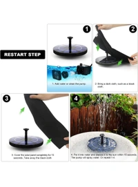 Neo Clean Solar Powered Floating Water Pump for Pool, Pond, Garden, and Patio – Round Black Plastic Fountain, 1.4W 7V