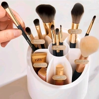Neo Clean 360° Rotating Makeup Brush Organizer with Lid - Dustproof, Waterproof, and Compact Storage for Vanity, Bathroom, or Desk - Multi-Compartment Cosmetic Holder for Brushes, Lipsticks, and Tools