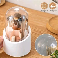 Neo Clean 360° Rotating Makeup Brush Organizer with Lid - Dustproof, Waterproof, and Compact Storage for Vanity, Bathroom, or Desk - Multi-Compartment Cosmetic Holder for Brushes, Lipsticks, and Tools