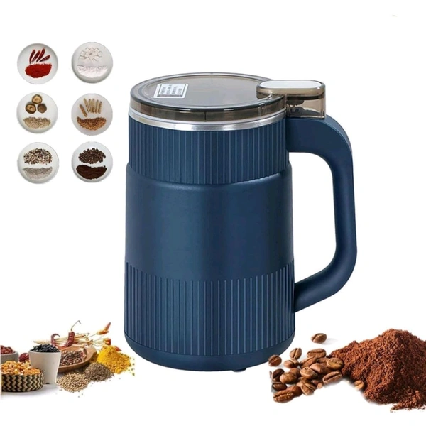 Neo Clean Portable Spice Grinder with Handle, Electric Grain Mill, Stainless Steel for Dry Grains, Spices, Cereals, Seasonings, and Coffee Beans (Multicolor)