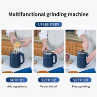 Neo Clean Portable Spice Grinder with Handle, Electric Grain Mill, Stainless Steel for Dry Grains, Spices, Cereals, Seasonings, and Coffee Beans (Multicolor)