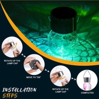 Neo Clean Multi-Color Changing Cracked Glass Solar Hanging Lights - Waterproof Outdoor Lanterns for Garden, Yard, Patio, and Lawn, (Pack of 2)