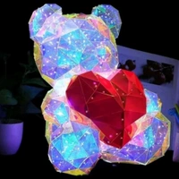 Neo Clean 3D Crystal Teddy Bear Night Light with Heart - Cute Colorful LED Table Lamp, Gift-Ready Glowing Teddy Bear Lamp (1 Pc)
