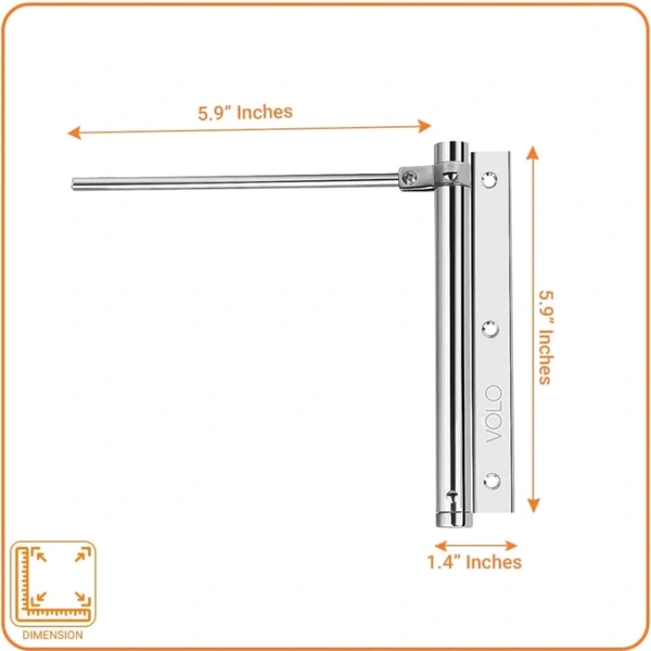 Neo Clean Silver Spring Automatic Door Closer for Lightweight Residential & Commercial Doors - Includes Fitting Set (1 Pc)