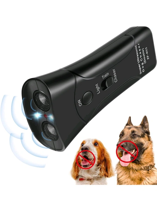 Neo Clean Ultrasonic Dog Repeller & Anti-Barking Device with LED Flashlight - Effective Sonic Trainer for Bark Control (Black)