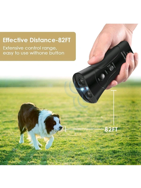 Neo Clean Ultrasonic Dog Repeller & Anti-Barking Device with LED Flashlight - Effective Sonic Trainer for Bark Control (Black)