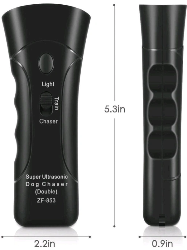 Neo Clean Ultrasonic Dog Repeller & Anti-Barking Device with LED Flashlight - Effective Sonic Trainer for Bark Control (Black)