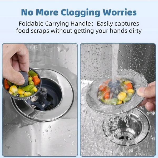 Neo Clean 3-in-1 Stainless Steel Kitchen Sink Strainer & Stopper Set - Anti-Clogging Pop-Up Drain Filter Basket for Kitchen Sinks