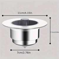 Neo Clean 3-in-1 Stainless Steel Kitchen Sink Strainer & Stopper Set - Anti-Clogging Pop-Up Drain Filter Basket for Kitchen Sinks