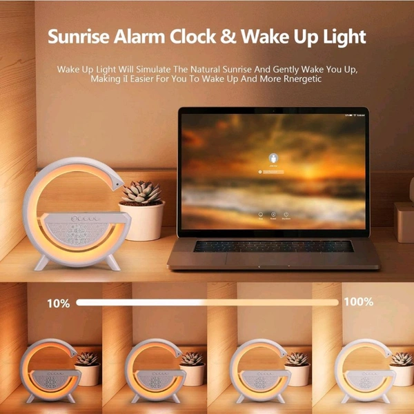 Neo Clean 3-in-1 Night Light Bluetooth Speaker with 15W Wireless Charger & LED Desk Lamp – Perfect Bedside Lamp for Bedroom Decor & Gift Ideas (G Speaker Lamp)