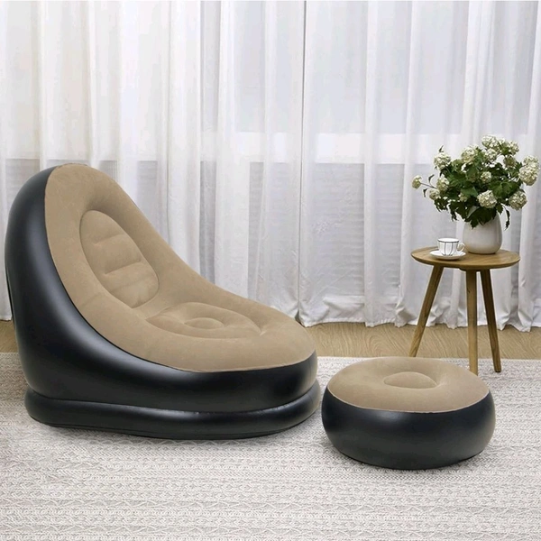 Neo Clean Inflatable Recliner Sofa with Footstool - Ultimate Relaxation Lounge Chair, Lightweight & Portable for Home and Office (Brown)