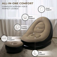 Neo Clean Inflatable Recliner Sofa with Footstool - Ultimate Relaxation Lounge Chair, Lightweight & Portable for Home and Office (Brown)