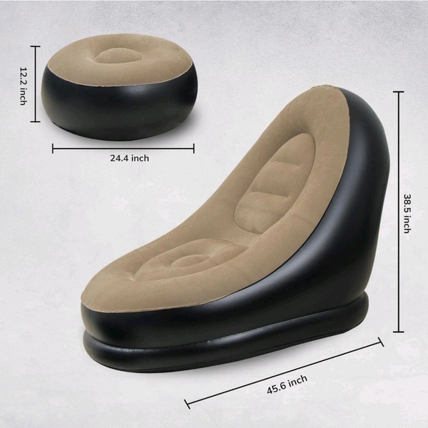 Neo Clean Inflatable Recliner Sofa with Footstool - Ultimate Relaxation Lounge Chair, Lightweight & Portable for Home and Office (Brown)