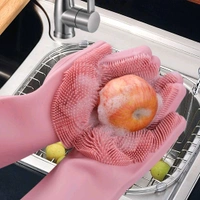 Neo Clean Magic Silicone Dishwashing Gloves - Multipurpose Pet Bathing Silicone Cleaning Gloves for Kitchen, Pet Grooming, Car Wash, and Bathroom Cleaning (Multicolour, 1 Pair)