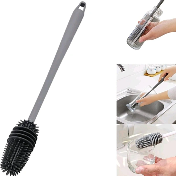 Neo Clean Silicone Bottle Cleaning Brush with Long Handle | Baby Bottles, Water Bottles, Vases, Containers & Glass Cleaner | Durable Kitchen Accessories | Pack of 2 (31 cm)