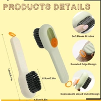 Neo Clean 2 Pcs Multifunctional Liquid Shoe Brush with Built-In Soap Dispenser | Long Handle Shoe Cleaner with Liquid Cartridge | Durable Plastic Cleaning Brush