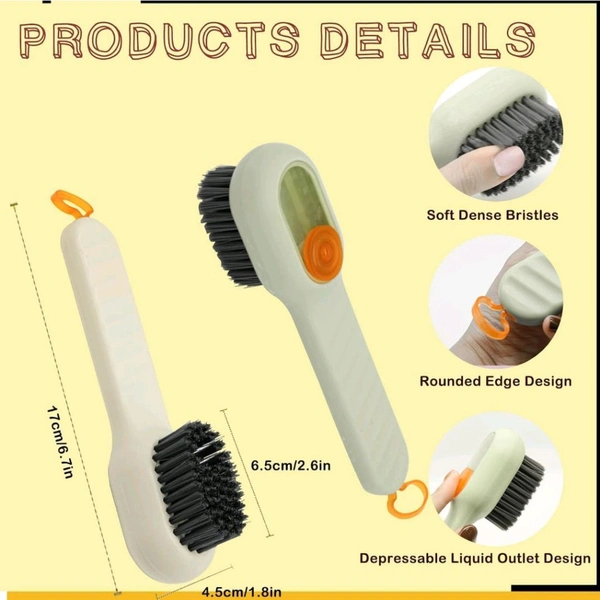 Neo Clean 2 Pcs Multifunctional Liquid Shoe Brush with Built-In Soap Dispenser | Long Handle Shoe Cleaner with Liquid Cartridge | Durable Plastic Cleaning Brush