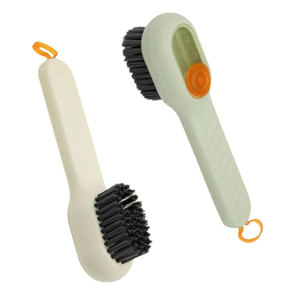 Neo Clean 2 Pcs Multifunctional Liquid Shoe Brush with Built-In Soap Dispenser | Long Handle Shoe Cleaner with Liquid Cartridge | Durable Plastic Cleaning Brush