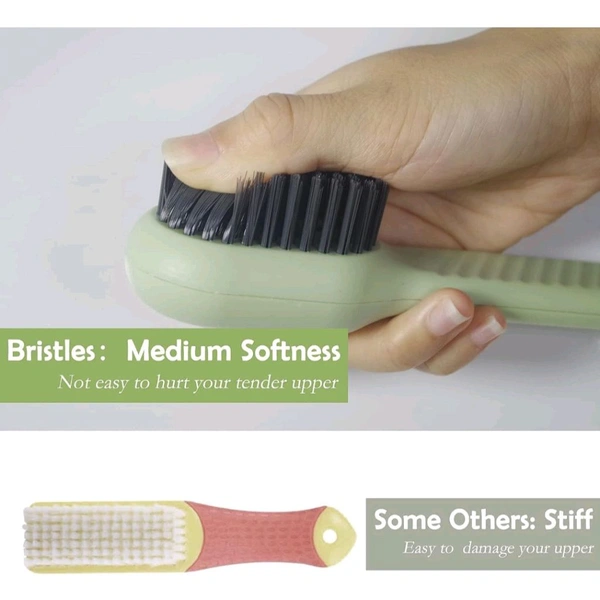 Neo Clean 2 Pcs Multifunctional Liquid Shoe Brush with Built-In Soap Dispenser | Long Handle Shoe Cleaner with Liquid Cartridge | Durable Plastic Cleaning Brush