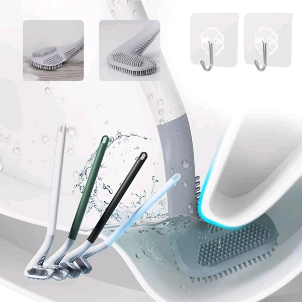 Neo Clean Golf Shape Silicone Toilet Brush Set with Wall Hook – Anti-Drip, Long Handle, Quick Cleaning for Western & Indian Toilets (Pack of 2)