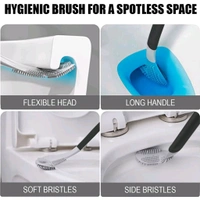 Neo Clean Golf Shape Silicone Toilet Brush Set with Wall Hook – Anti-Drip, Long Handle, Quick Cleaning for Western & Indian Toilets (Pack of 2)