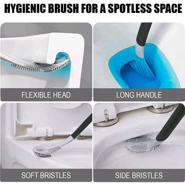 Neo Clean Golf Shape Silicone Toilet Brush Set with Wall Hook – Anti-Drip, Long Handle, Quick Cleaning for Western & Indian Toilets (Pack of 2)