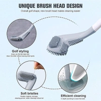 Neo Clean Golf Shape Silicone Toilet Brush Set with Wall Hook – Anti-Drip, Long Handle, Quick Cleaning for Western & Indian Toilets (Pack of 2)