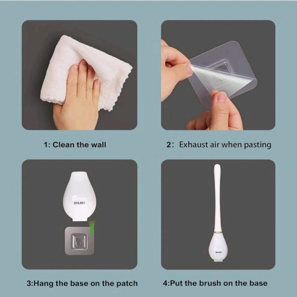 Neo Clean Silicone Toilet Cleaner Brush with Non-Slip Long Handle & Wall-Mounted Holder – Flexible Bathroom Cleaning Brush for Western Toilet Bowls