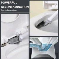 Neo Clean Silicone Toilet Brush with Slim Holder | Flex Wall-Mounted Anti-Drip Toilet Brush Set | Non-Slip Long Handle Toilet Bowl Cleaner (Multicolor, Plastic)
