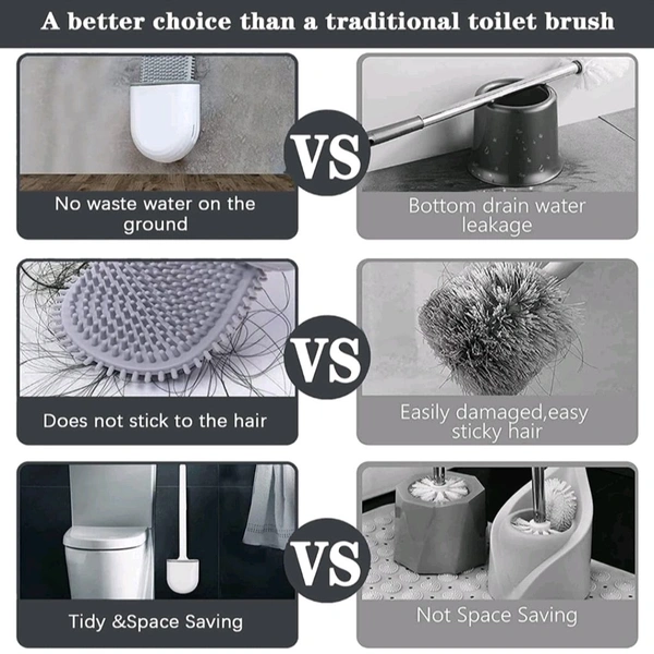 Neo Clean Silicone Toilet Brush with Slim Holder | Flex Wall-Mounted Anti-Drip Toilet Brush Set | Non-Slip Long Handle Toilet Bowl Cleaner (Multicolor, Plastic)