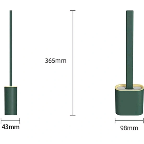 Neo Clean Silicone Toilet Brush with Slim Holder | Flex Wall-Mounted Anti-Drip Toilet Brush Set | Non-Slip Long Handle Toilet Bowl Cleaner (Multicolor, Plastic)