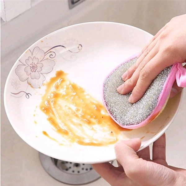 Neo Clean 5 Pcs Non-Scratch Dish Sponges - Double-Sided Cleaning Sponges with Microfiber & Rough Scrubber for Non-Stick Cookware - Kitchen & Bathroom Cleaning Tools