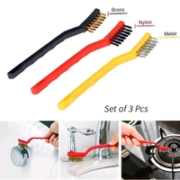 Neo Clean 3PCS Mini Gas Stove Cleaning Brush Set - Brass, Nylon, Steel Bristles | Multipurpose Kitchen Cleaning Tool Kit