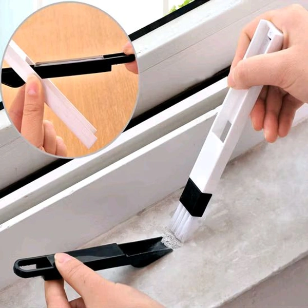 Neo Clean 2-in-1 Multi-Function Window Slot Cleaning Brush with Dustpan – Plastic Dust Removal Tool for Screens, Keyboards, Drawers, Wardrobes & Corner Gaps (Pack Of 3)