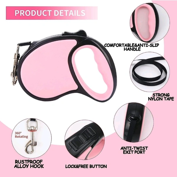 Neo Clean 5M Retractable Dog Leash, Non-Slip Pet Walking Lead with Anti-Rust Rotating Hook – Durable Extending Leash for Small Dogs, Cats, Outdoor Running, Camping, Hiking – Up to 50KG, Multicolour