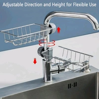 Neo Clean Adjustable Stainless Steel Sponge Holder for Kitchen Sink - Detachable Over Faucet Sink Caddy Organizer, Durable Kitchen Sink Rack for Sponges & Accessories (Pack of 1)