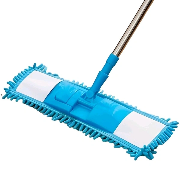 Neo Clean Microfiber Wet and Dry Flat Mop for Floor Cleaning with Telescopic Long Handle - Ideal for Hardwood, Tile, Vinyl, and All Surfaces - Random Colours, Standard Size